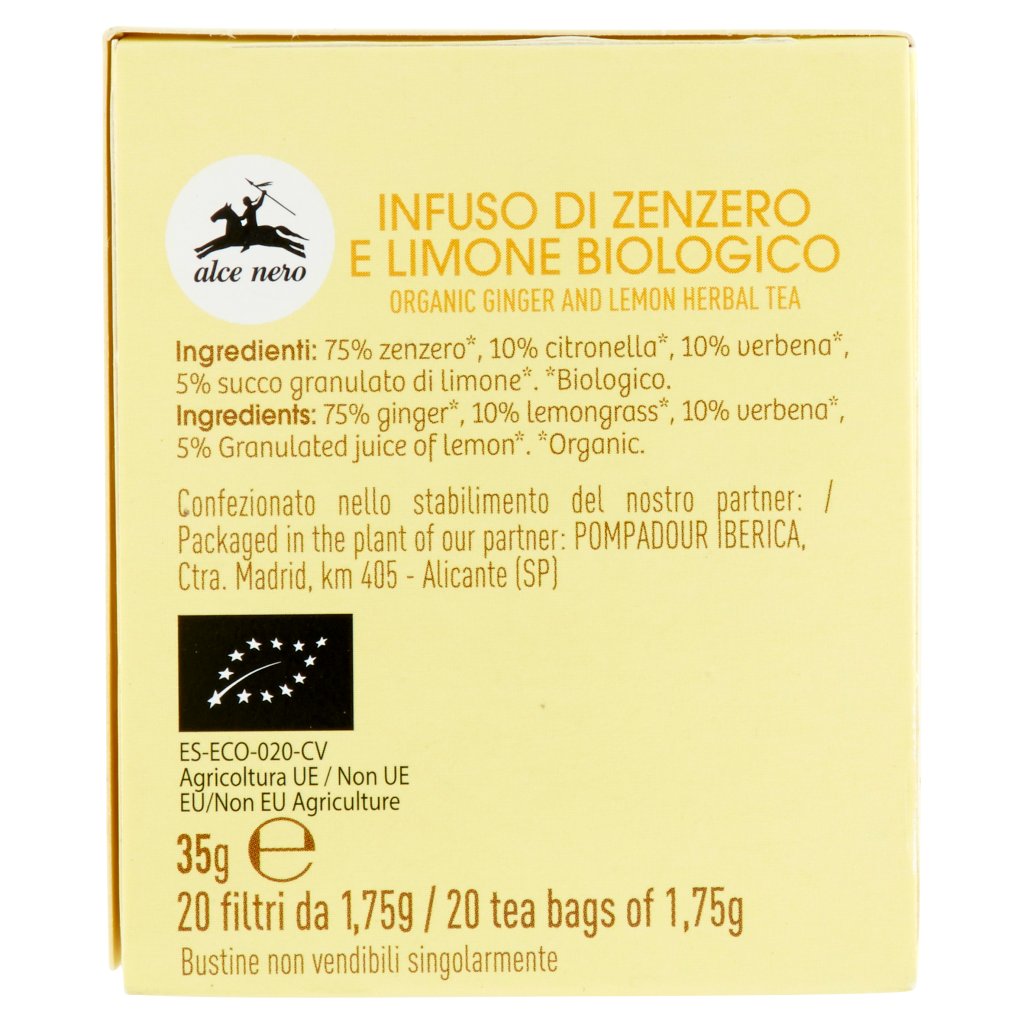 Alce Nero Infuso di Zenzero e Limone 20 x 1,75 g