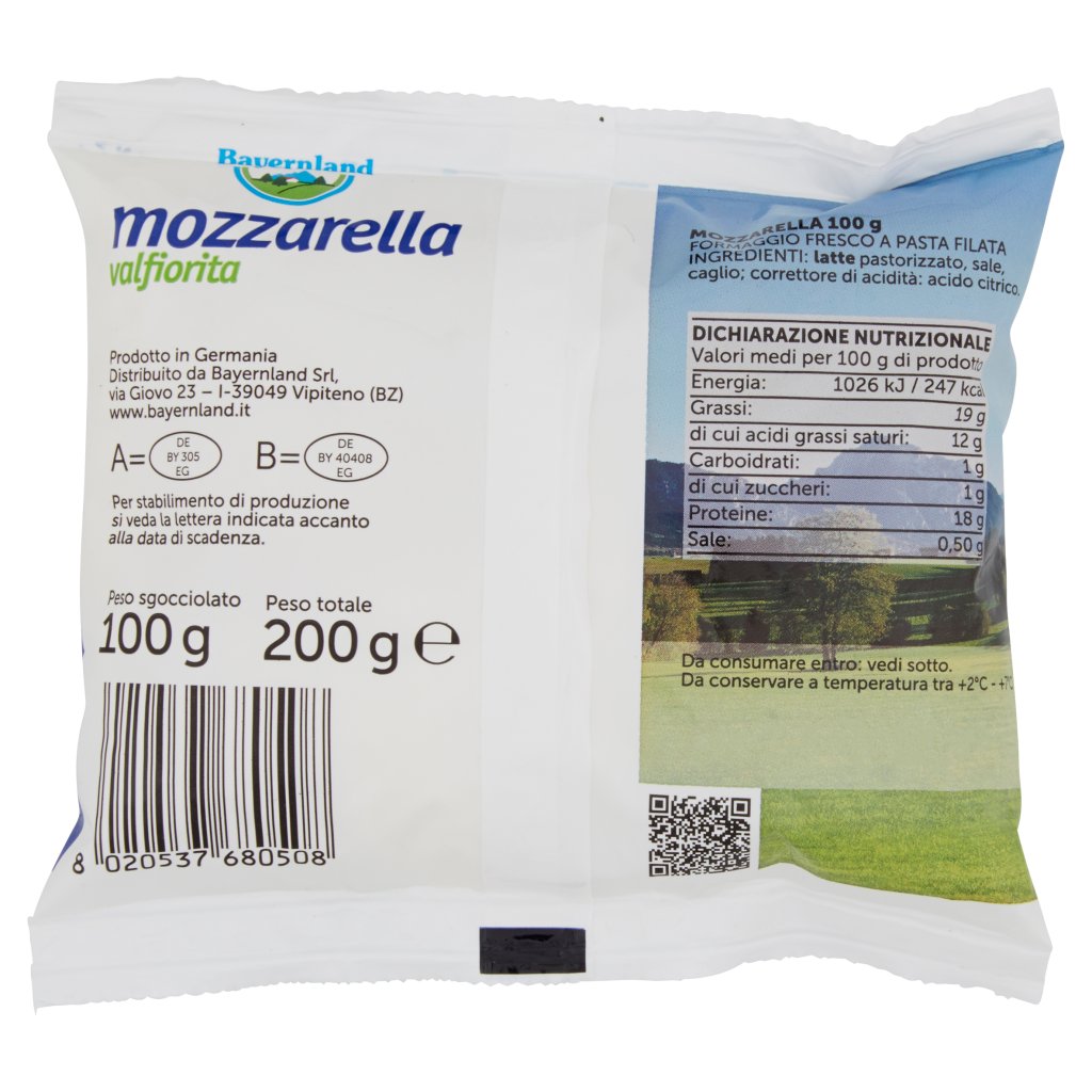 Bayernland Mozzarella Valfiorita 100 g