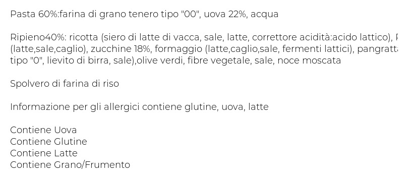Pasta Piccinini Ravioli con Zucchine 0,250 Kg