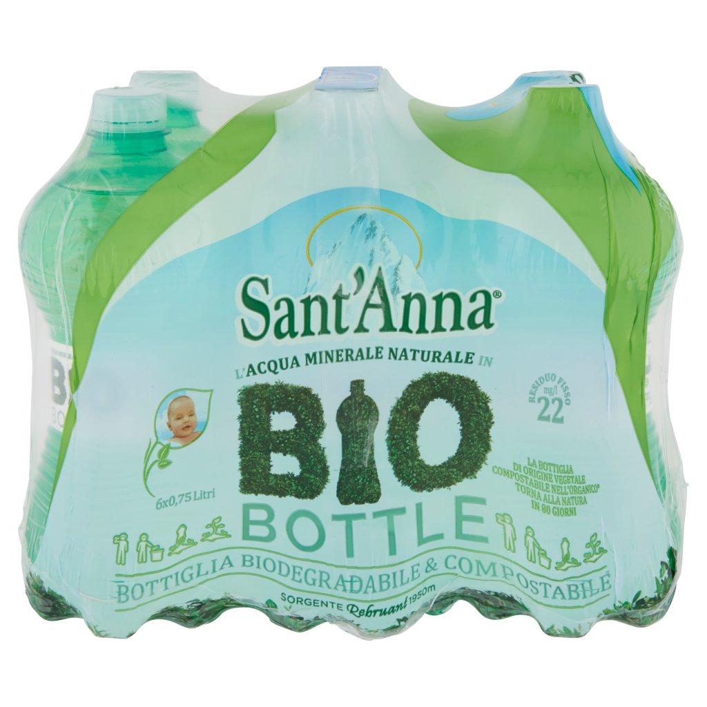 Sant'anna L'acqua Minerale Naturale in Bio Bottle Sorgente Rebruant Vinadio 6 x 0,75 Litri