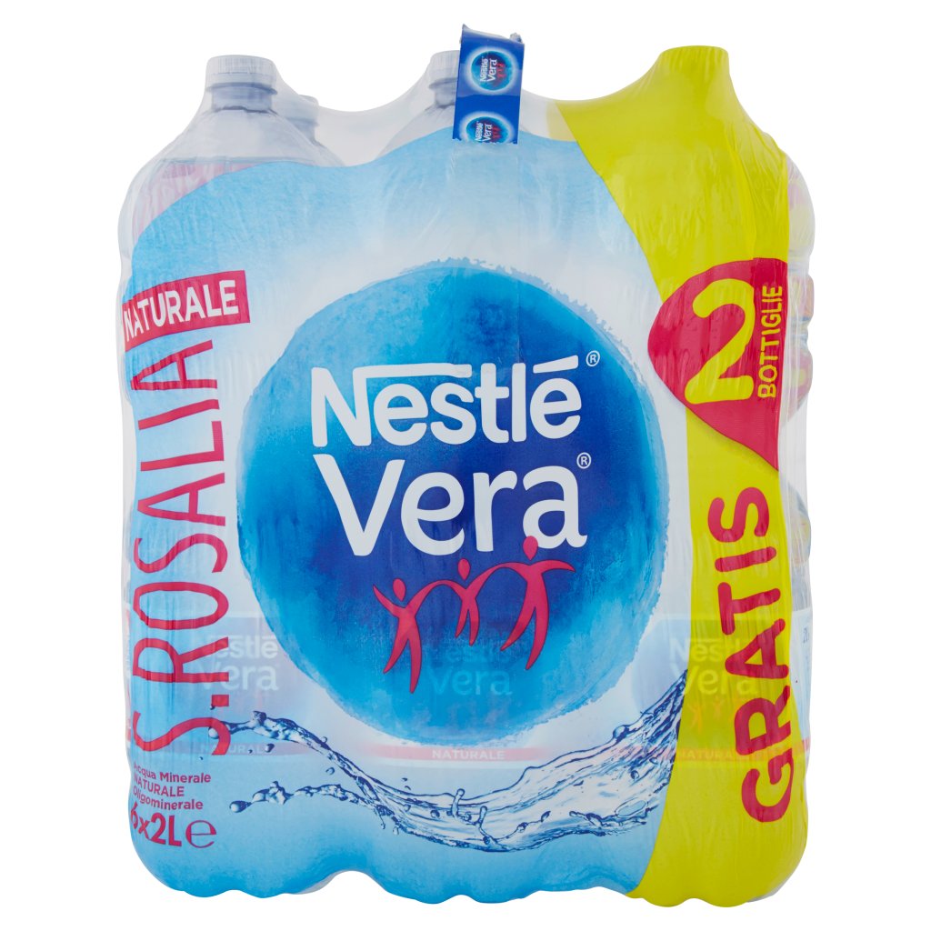 Nestlé Vera S. Rosalia, Acqua Minerale Naturale Oligominerale 2l x 4 + 2 Bottiglie Omaggio