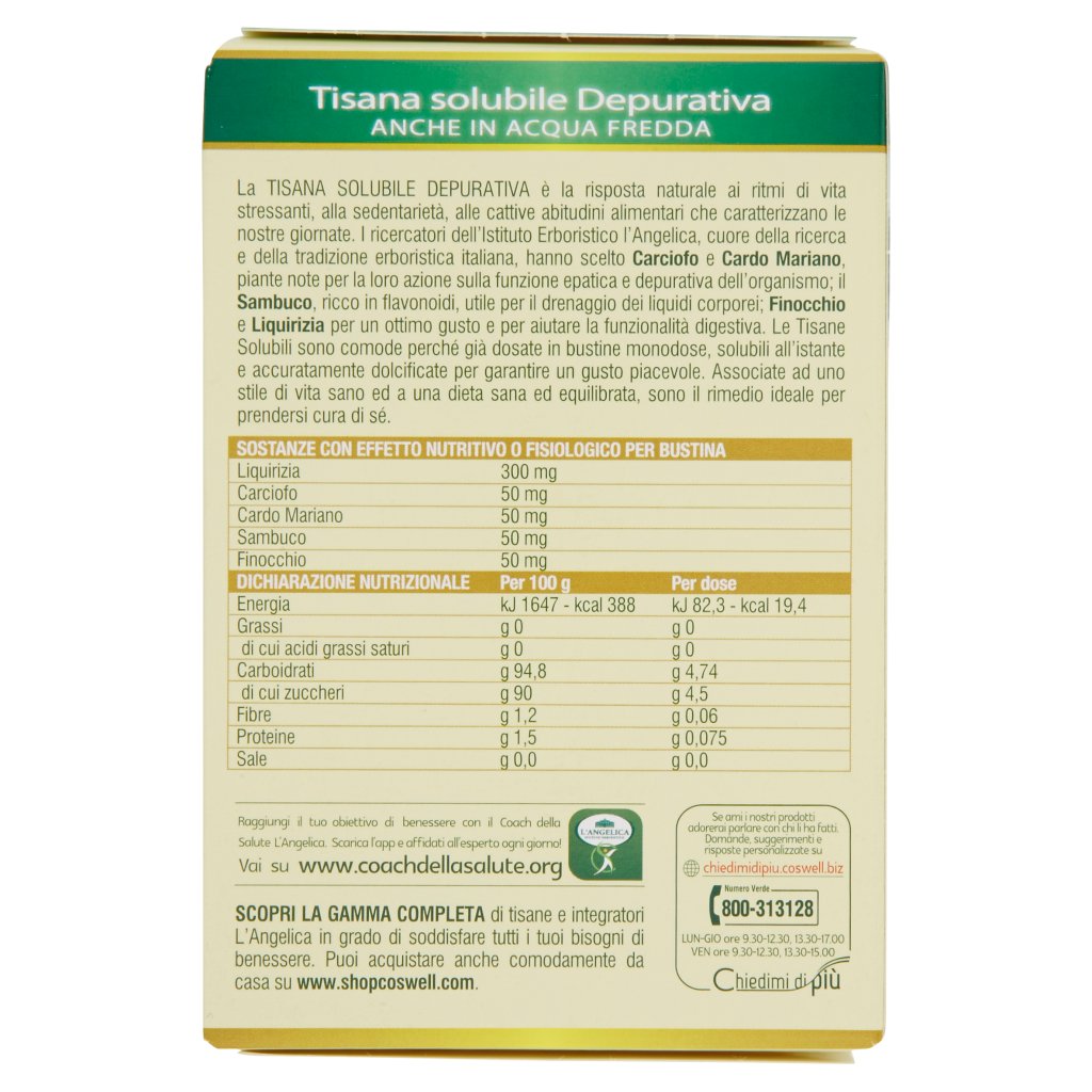 L'angelica Nutraceutica le Tisane Solubili Depurativa 20 x 5 g