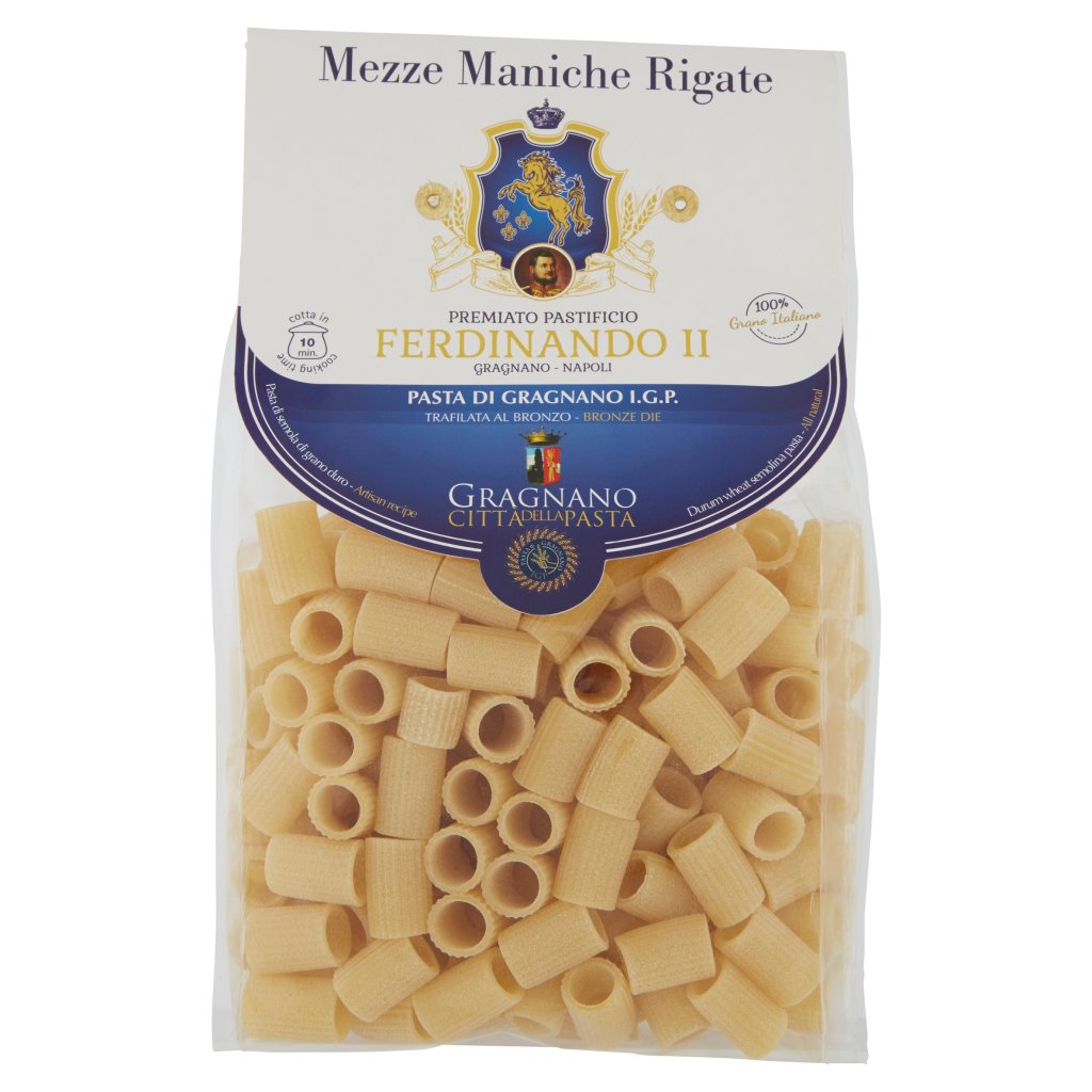 Premiato Pastificio Ferdinando Ii Mezze Maniche Rigate Pasta di Gragnano I.G.P.