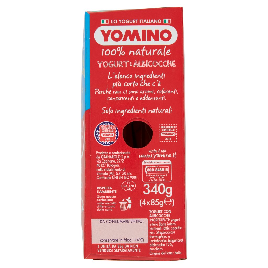 Yomino 100 Naturale Yogurt E Albicocche 4 X 85 G Everli
