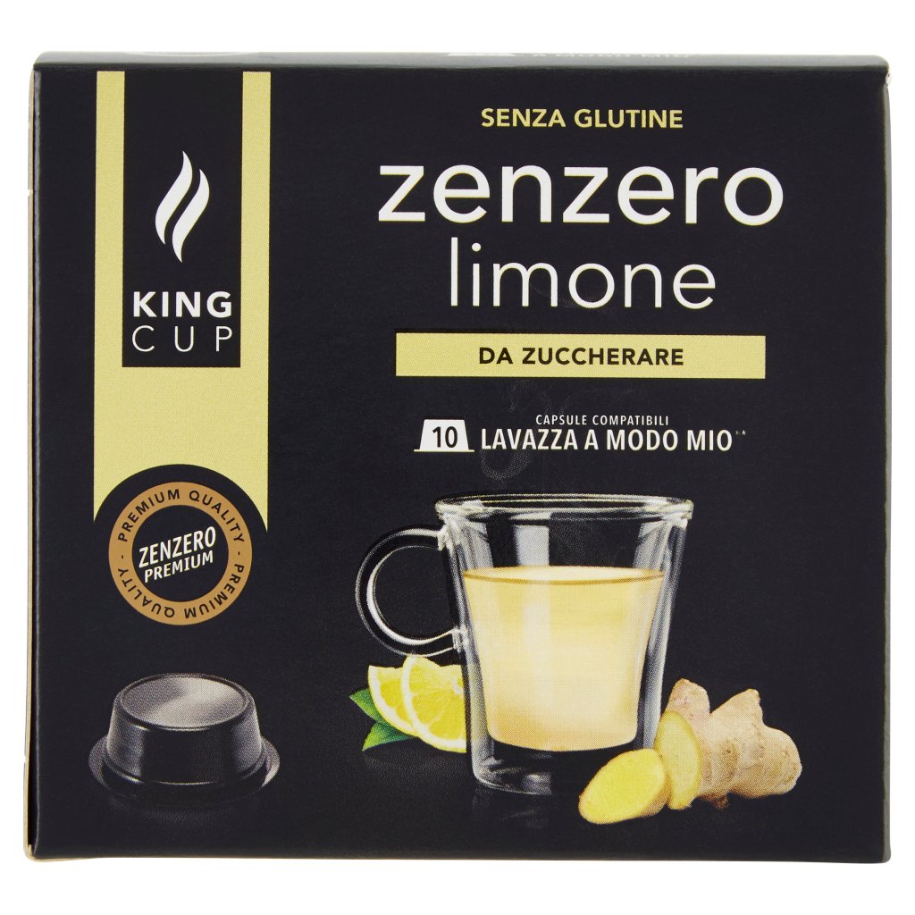 King Cup Zenzero Limone da Zuccherare Capsule Compatibili Lavazza a Modo Mio* 10 x 5,5 g
