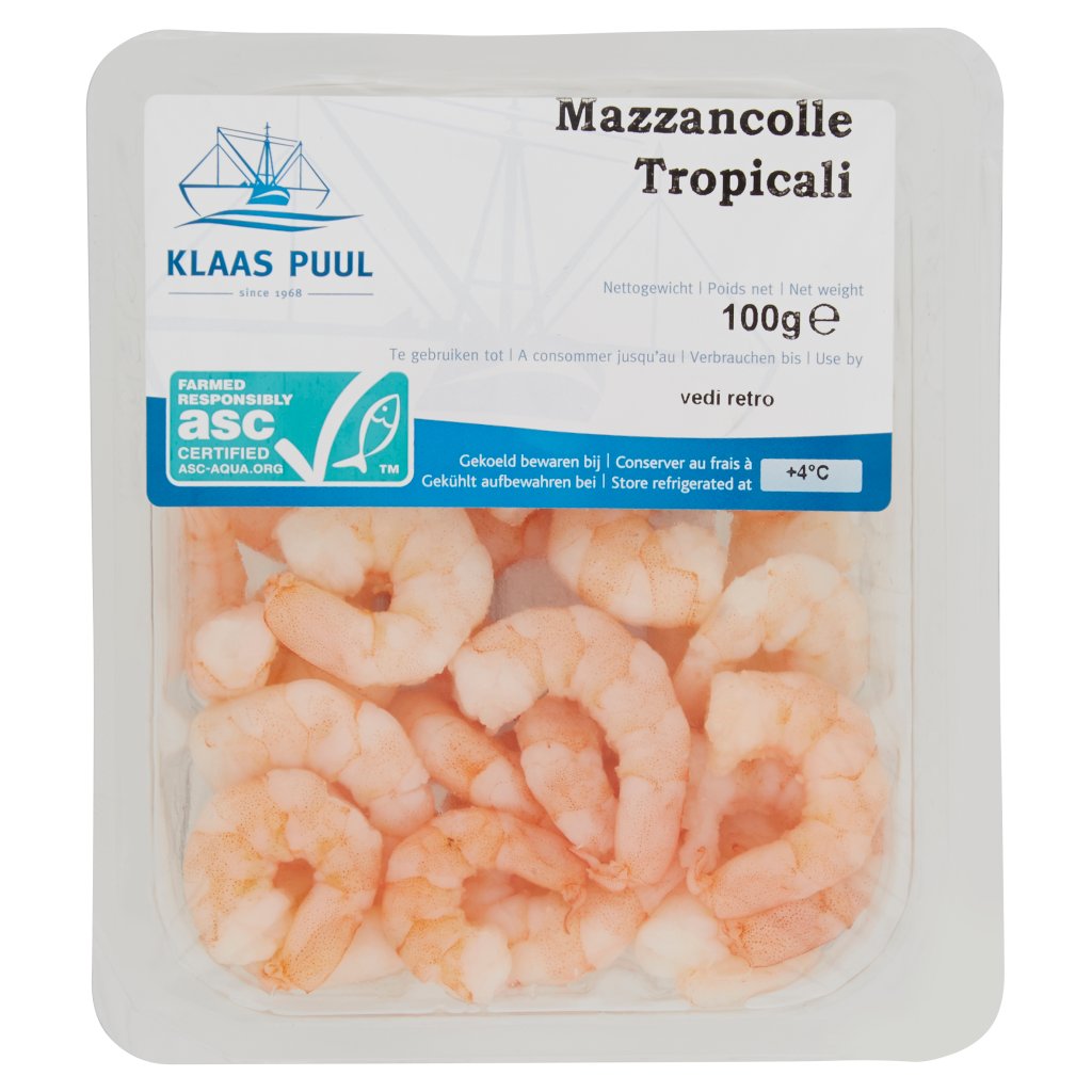 Klaas Puul B.V. Mazzancolle Tropicali Cotte Sgusciate Pf 100 g