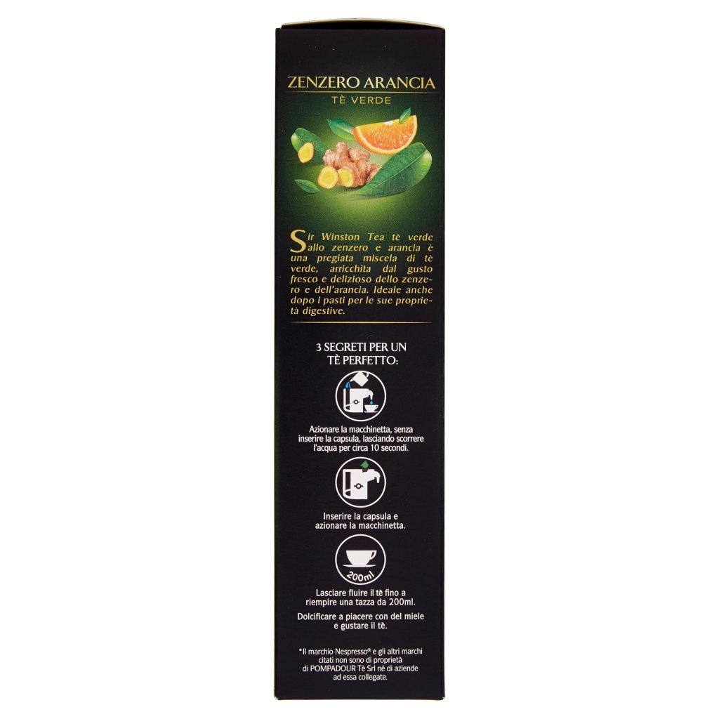 Sir Winston Tea Zenzero Arancia Tè Verde Capsule 10 x 2 g