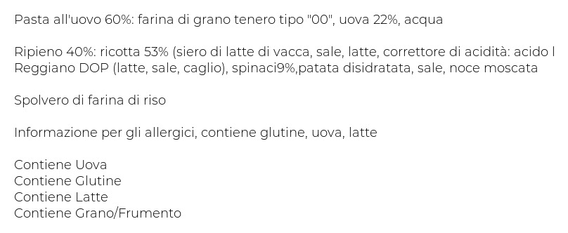Pasta Piccinini Tortelli Ricotta Spinaci 0,250 Kg