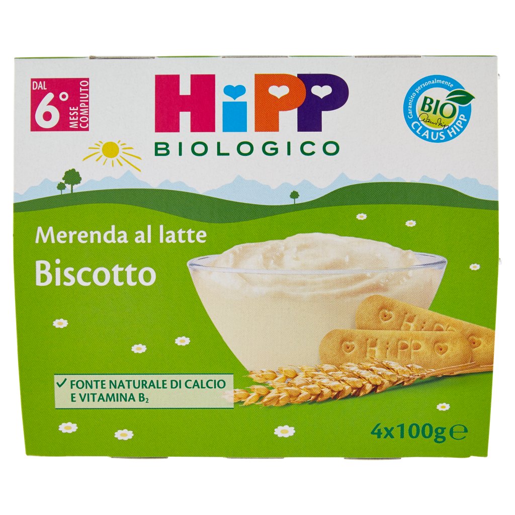 Hipp Biologico Merenda al Latte Biscotto 4 x 100 g