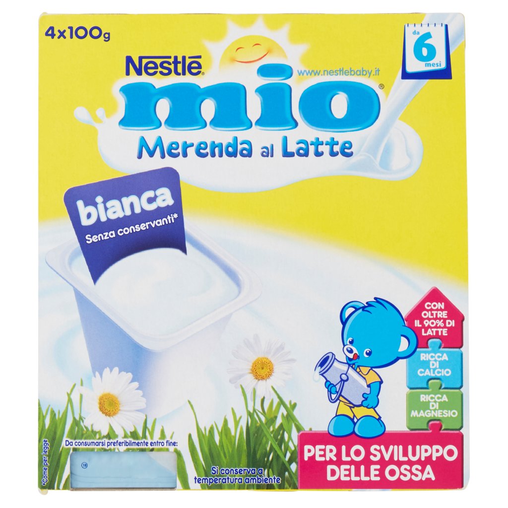 Mio Nestlé Merenda al Latte Bianca da 6 Mesi 4 Vasetti Plastica 100g
