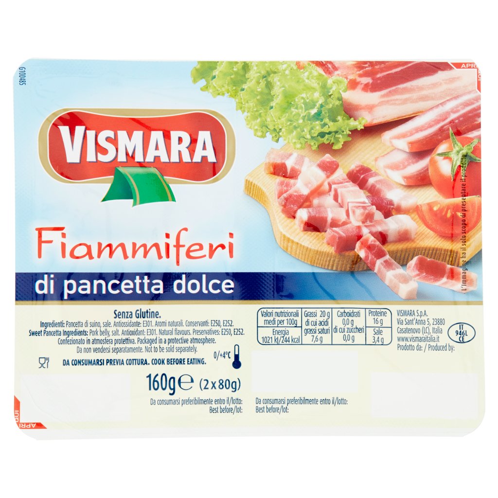 Vismara Fiammiferi di Pancetta Dolce 2 x 80 g