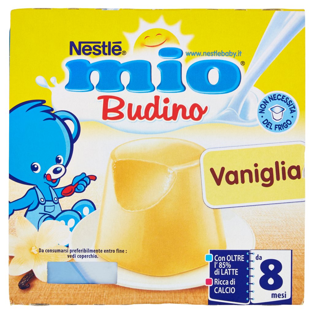 Mio Nestlé Budino Vaniglia da 8 Mesi senza Glutine 4 Vasetti Plastica da 100g