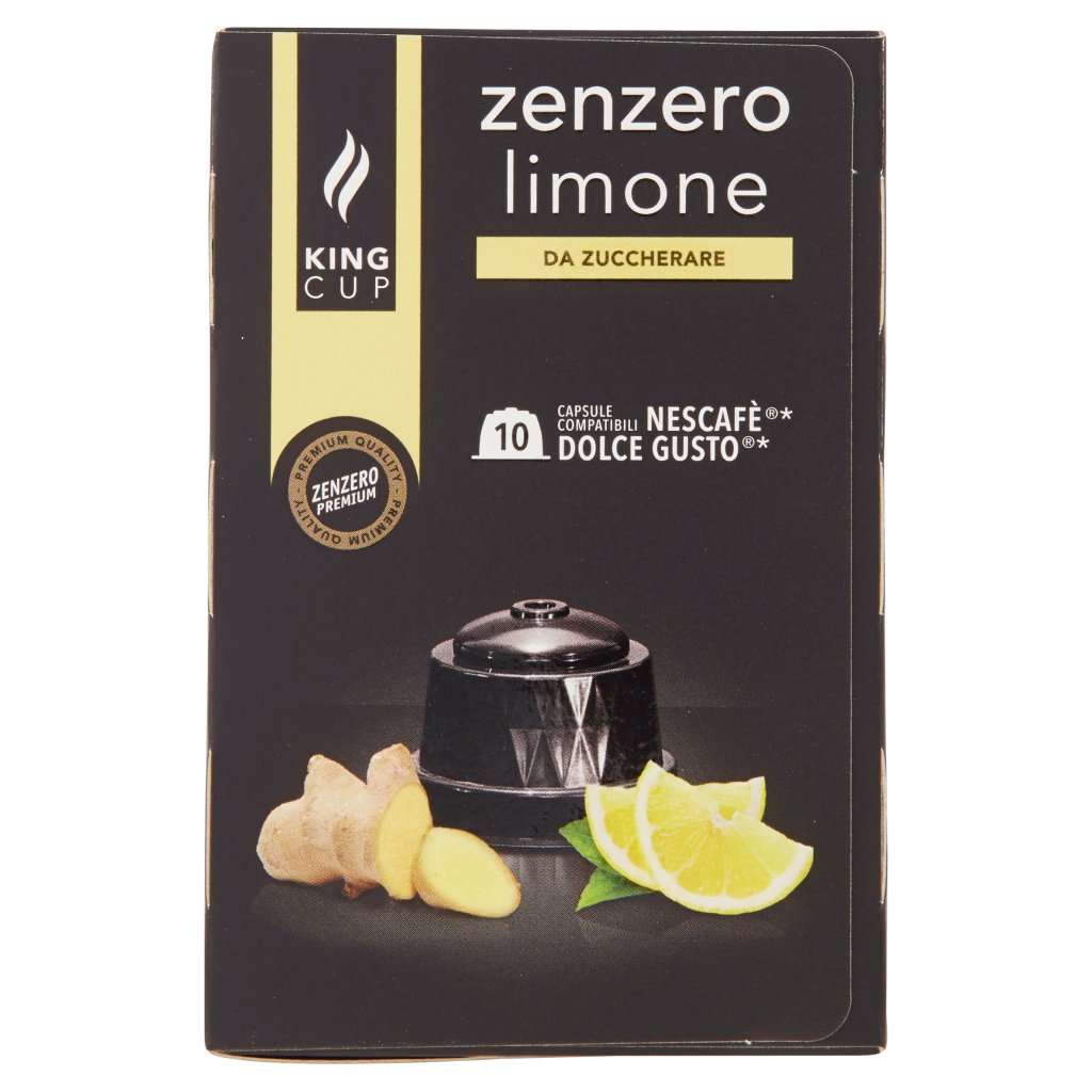 King Cup Zenzero e Limone da Zuccherare Capsule Compatibili Nescafe* Dolce Gusto* 10 x 5,5 g