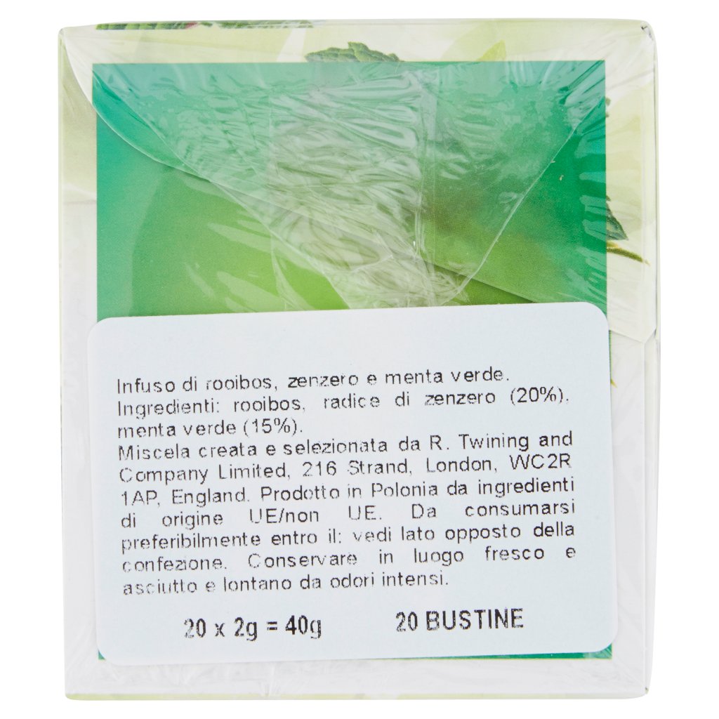 Twinings Infuso Aromatizzato Rooibos, Ginger & Mint 20 x 2 g