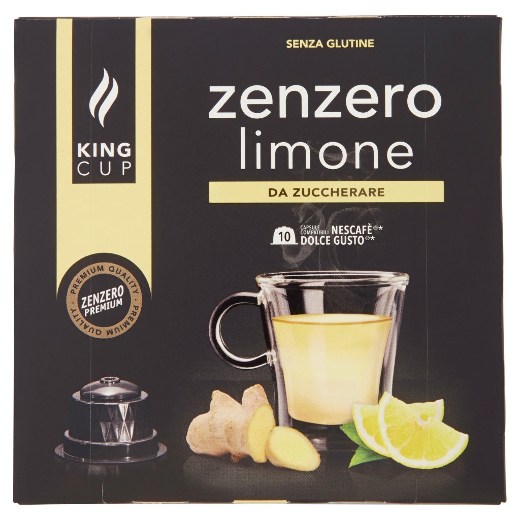 King Cup Zenzero e Limone da Zuccherare Capsule Compatibili Nescafe* Dolce Gusto* 10 x 5,5 g