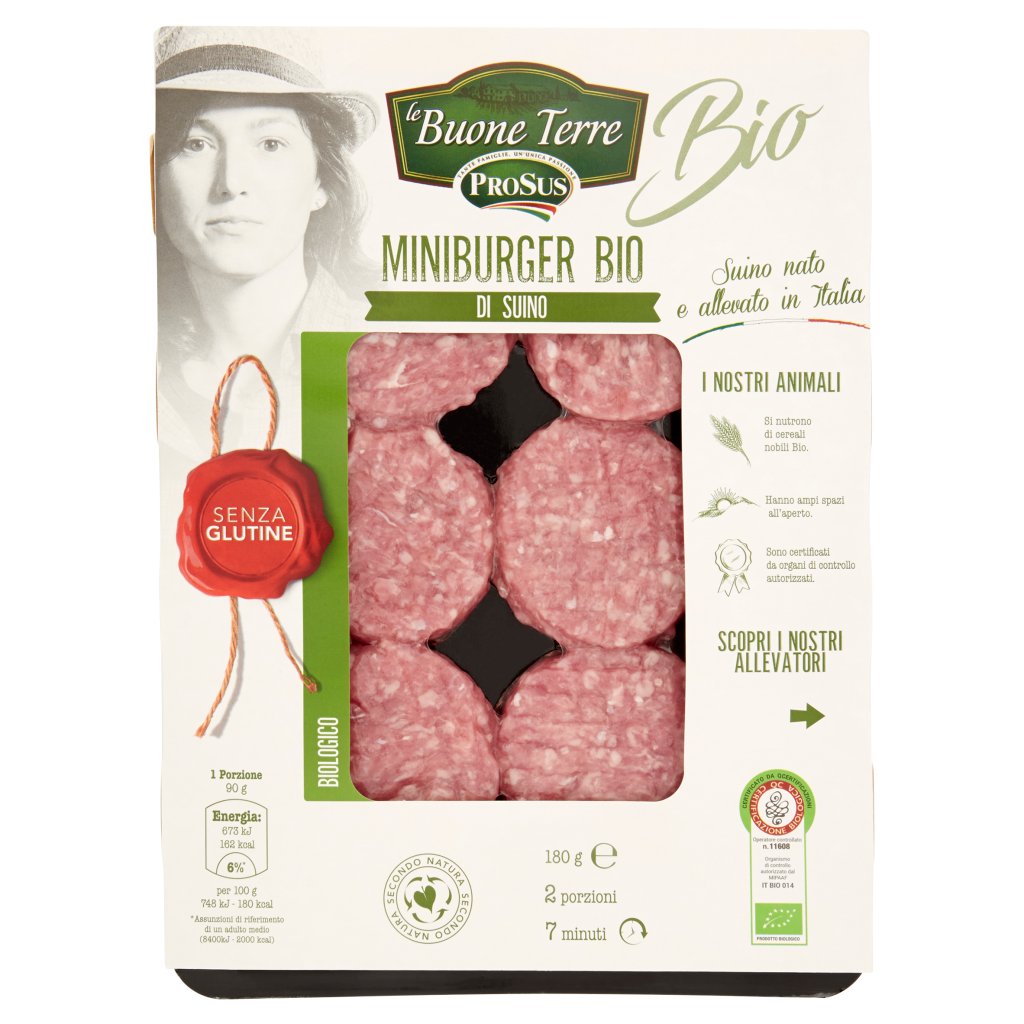 Prosus Bio Le Buone Terre Miniburger Bio di Suino