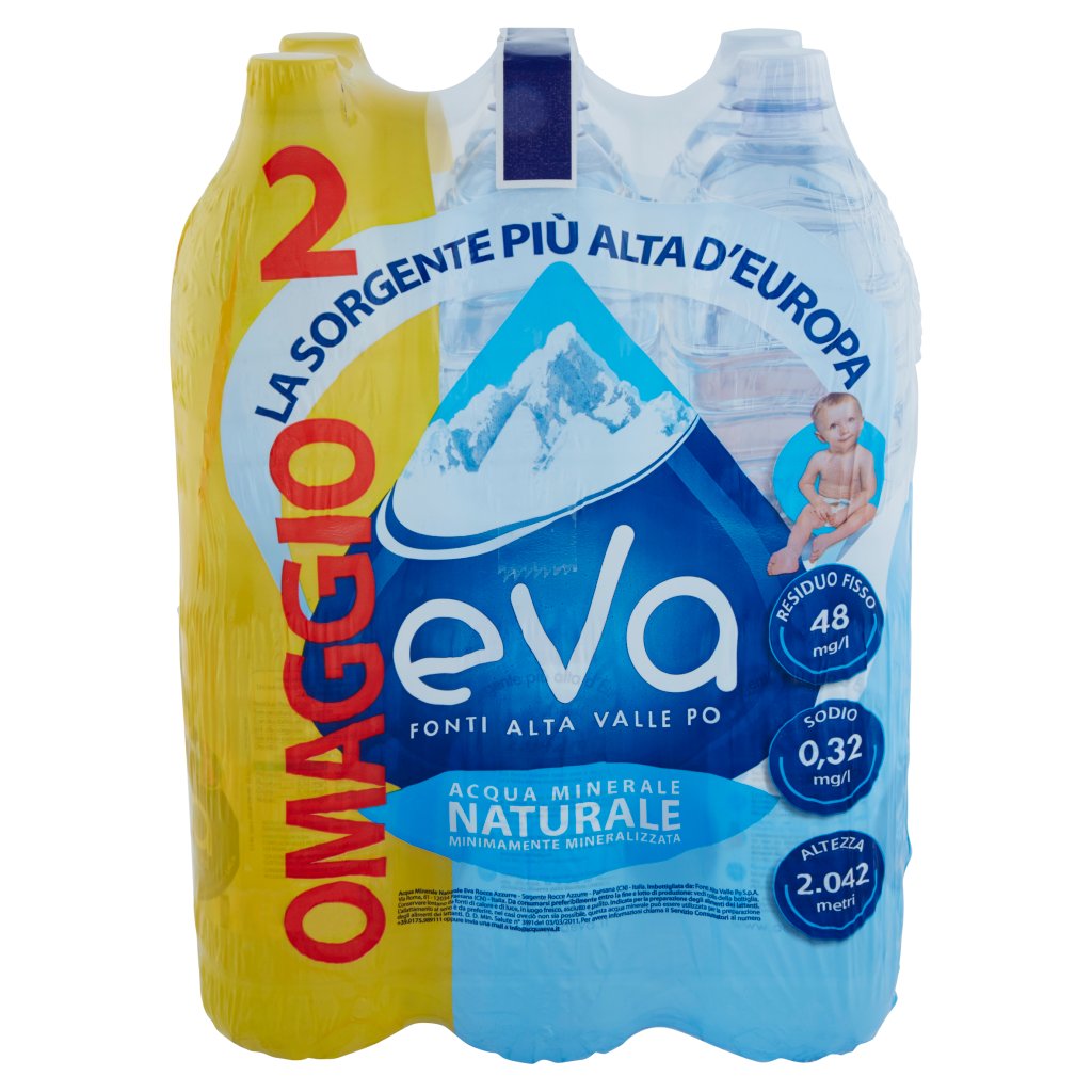 Eva Fonti Alta Valle Po Rocce Azzurre Acqua Minerale Naturale 6 x 1,5 l