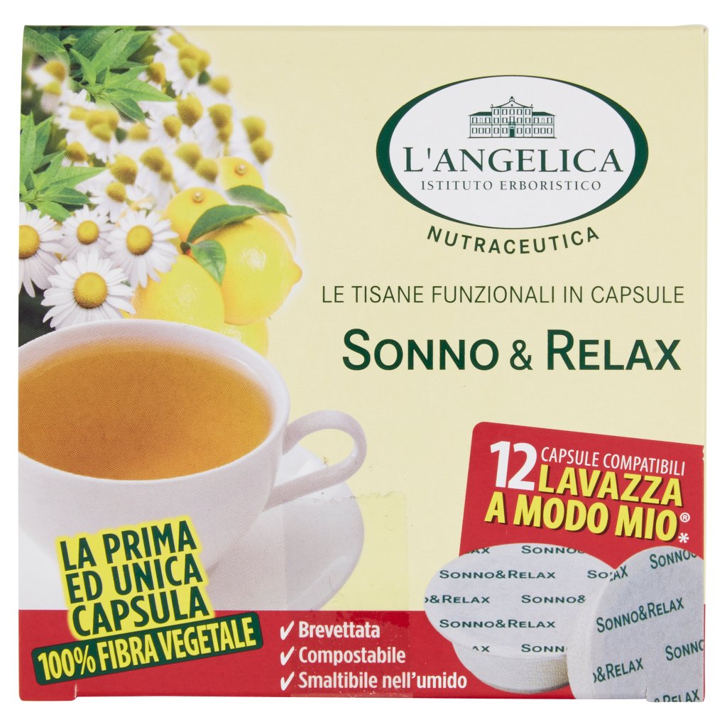 L'angelica Nutraceutica le Tisane Sonno & Relax 12 Capsule Compatibili  Lavazza a Modo Mio*