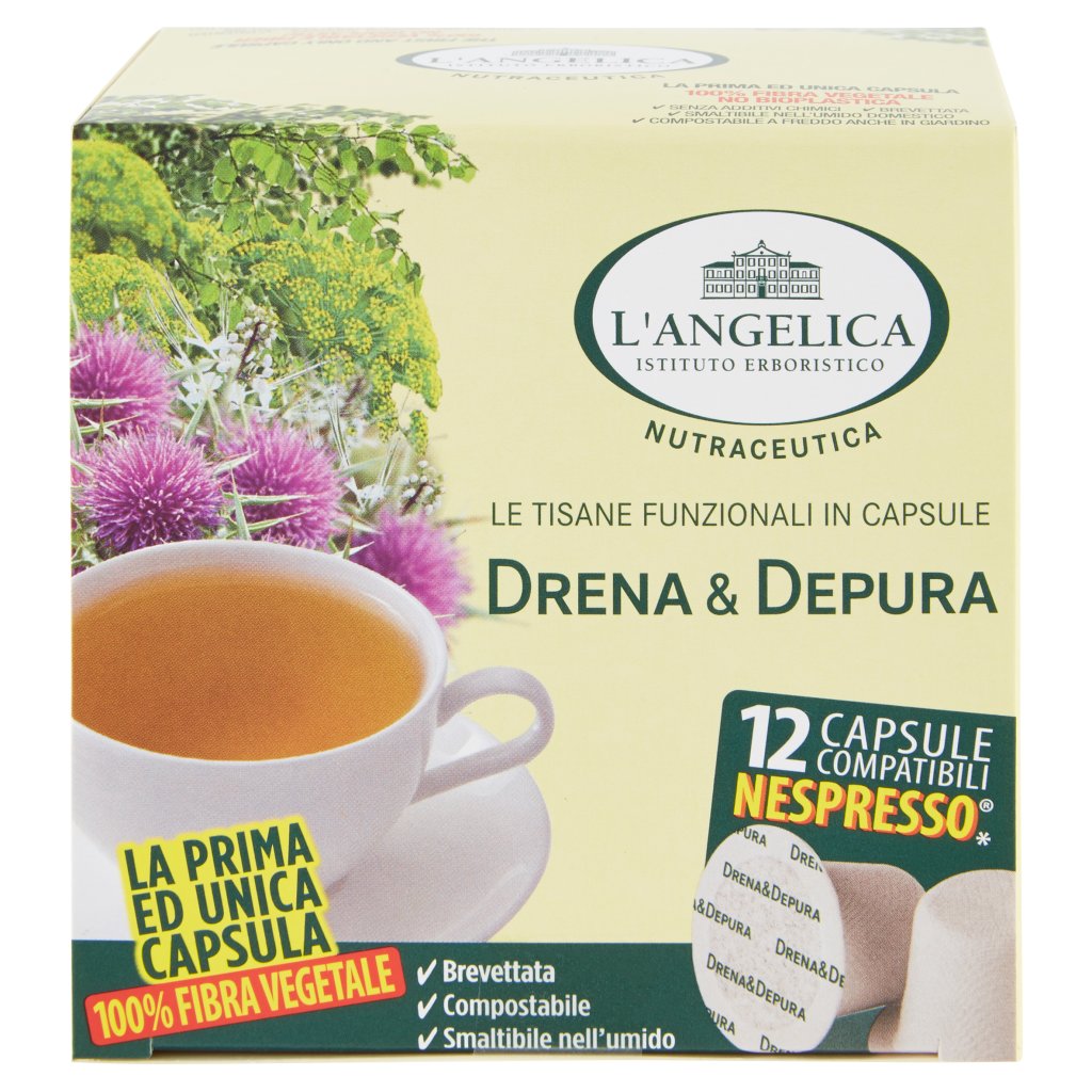 L'angelica Nutraceutica le Tisane Drena & Depura 12 Capsule Compatibili Nespresso*
