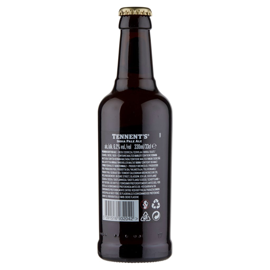 Tennent's Tennent's India Pale Ale Birra Premium Scottish Ale Bottiglia
