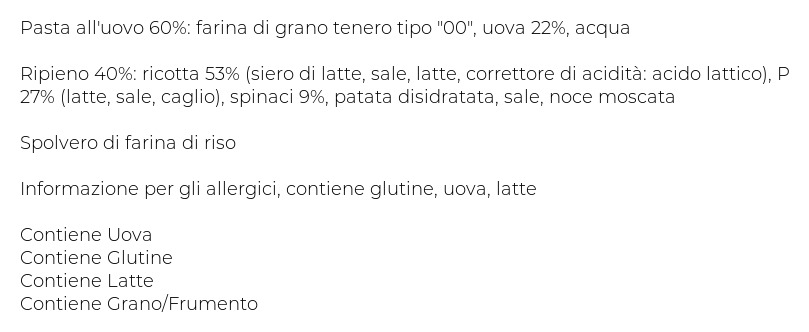 Pasta Piccinini Tortelli Ricotta e Spinaci 0,500 Kg