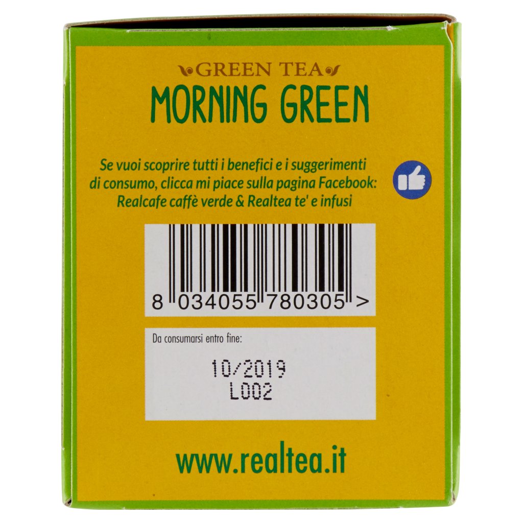 Realtea Biologico Morning Green con Zenzero, Agrumi e Miele 18 x 2 g