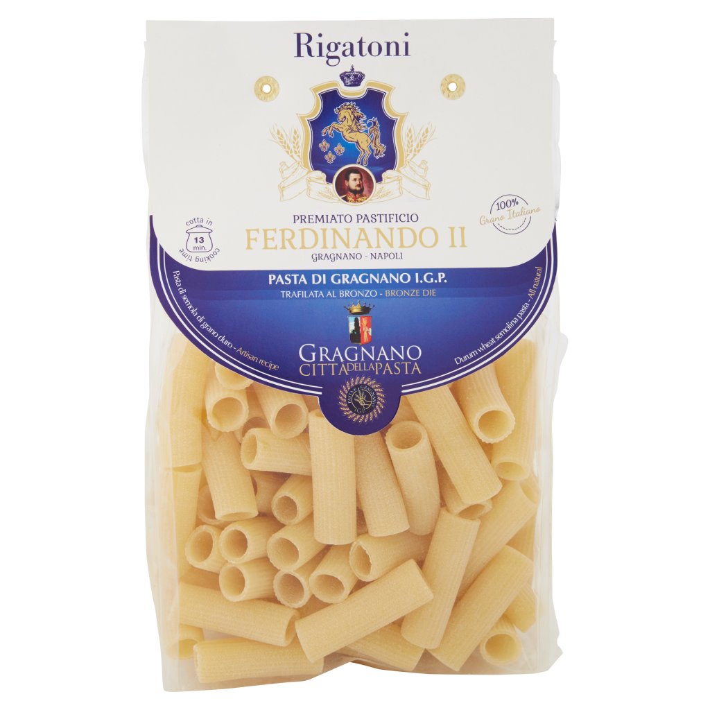 Premiato Pastificio Ferdinando Ii Rigatoni Pasta di Gragnano I.G.P.