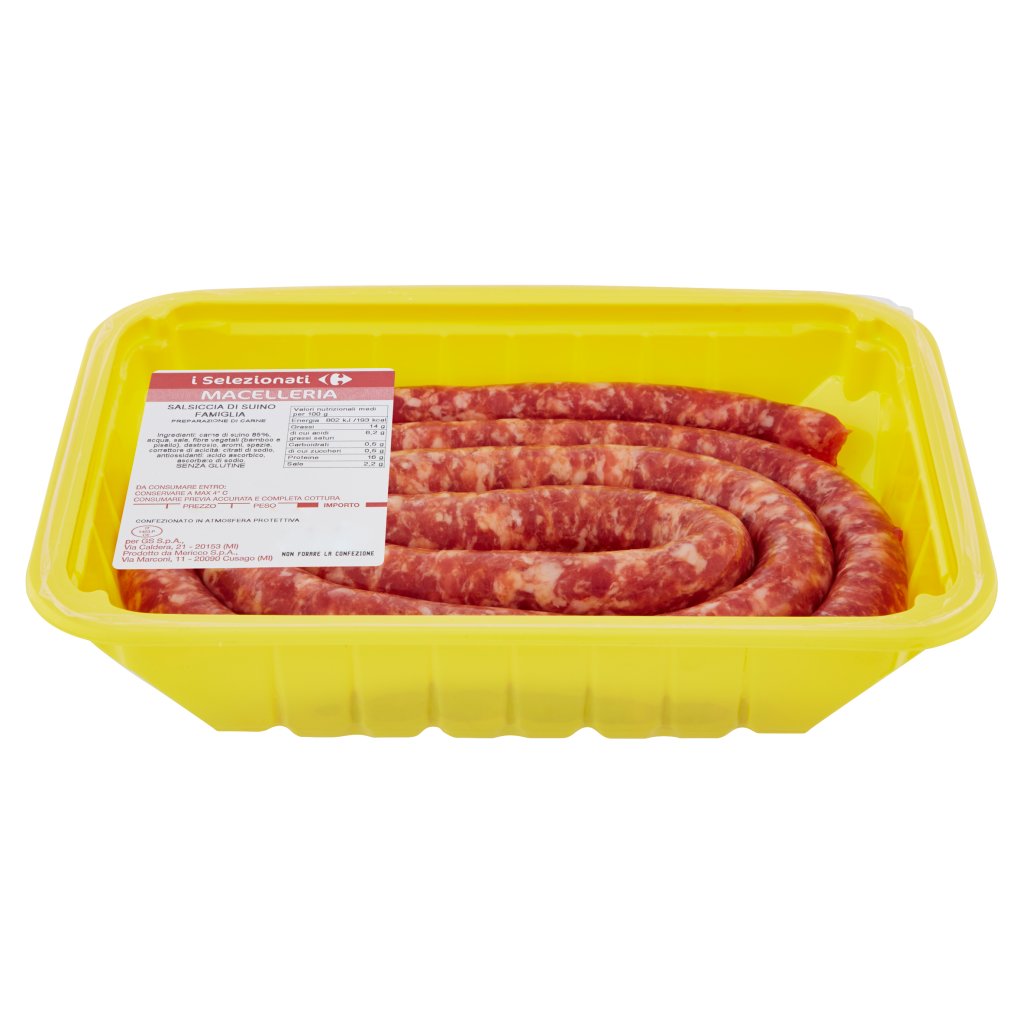 I Selezionati Carrefour Macelleria Salsiccia di Suino Famiglia