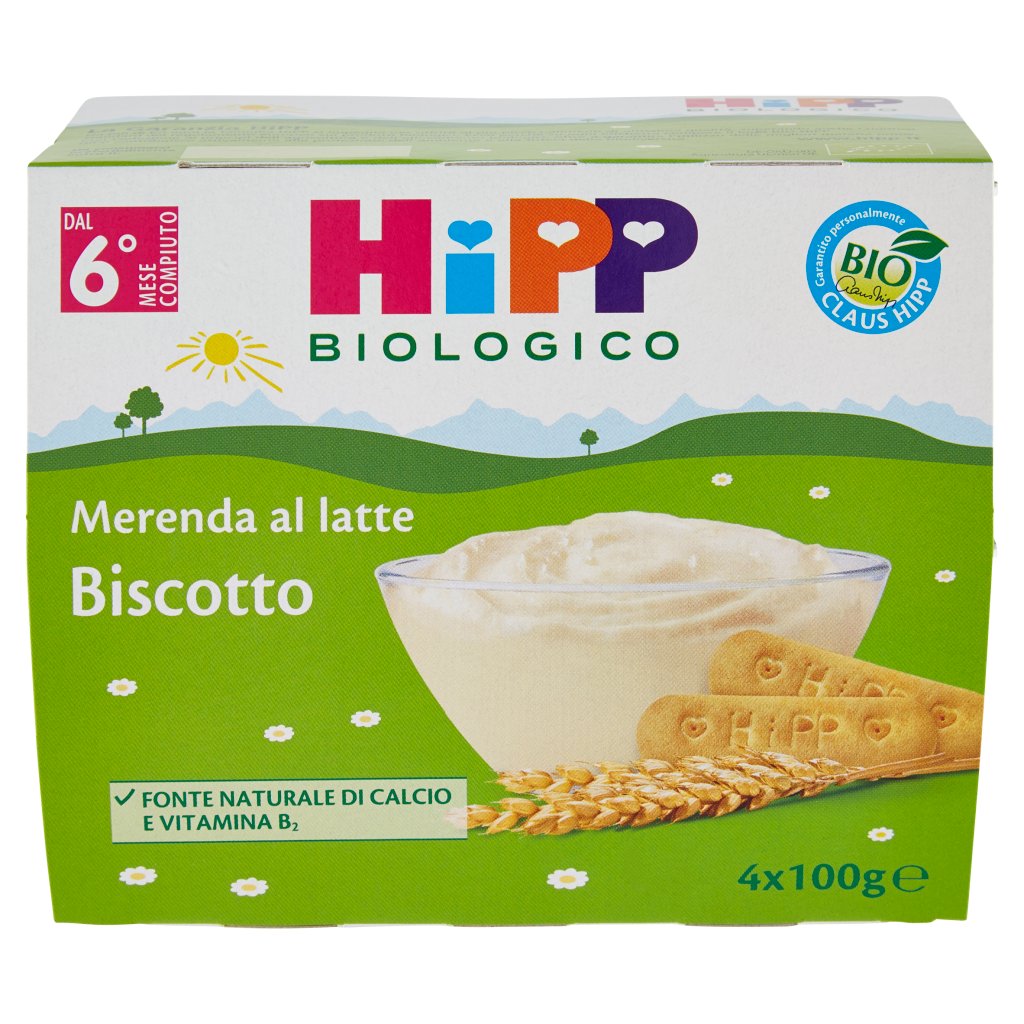 Hipp Biologico Merenda al Latte Biscotto 4 x 100 g
