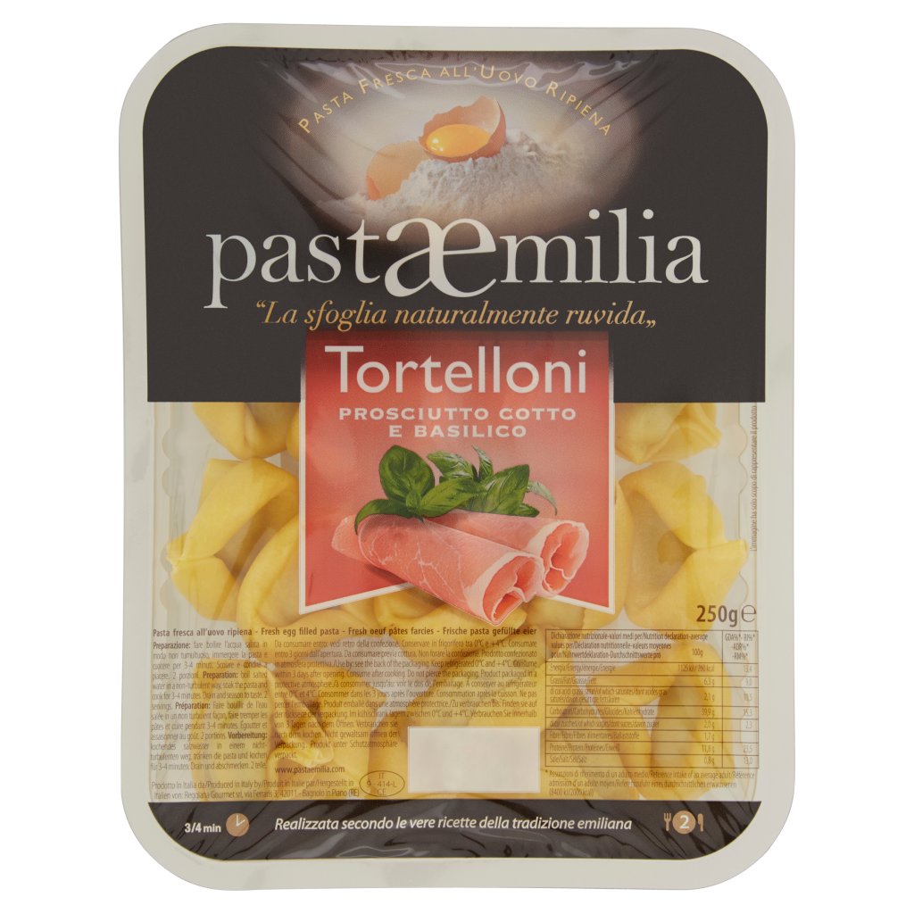 Pastaemilia Tortelloni Prosciutto Cotto e Basilico 250 g