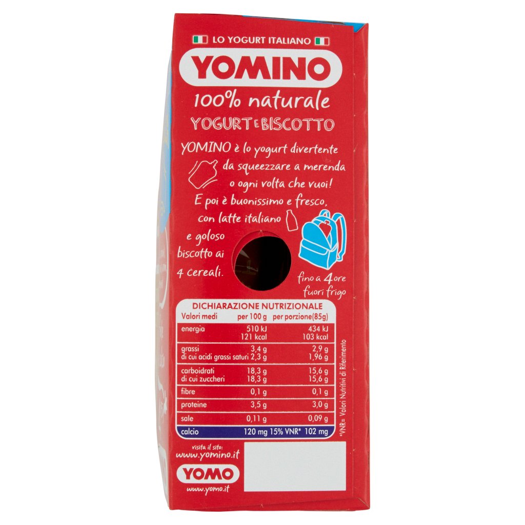 Yomino 100% Naturale Yogurt e Biscotto 4 x 85 g