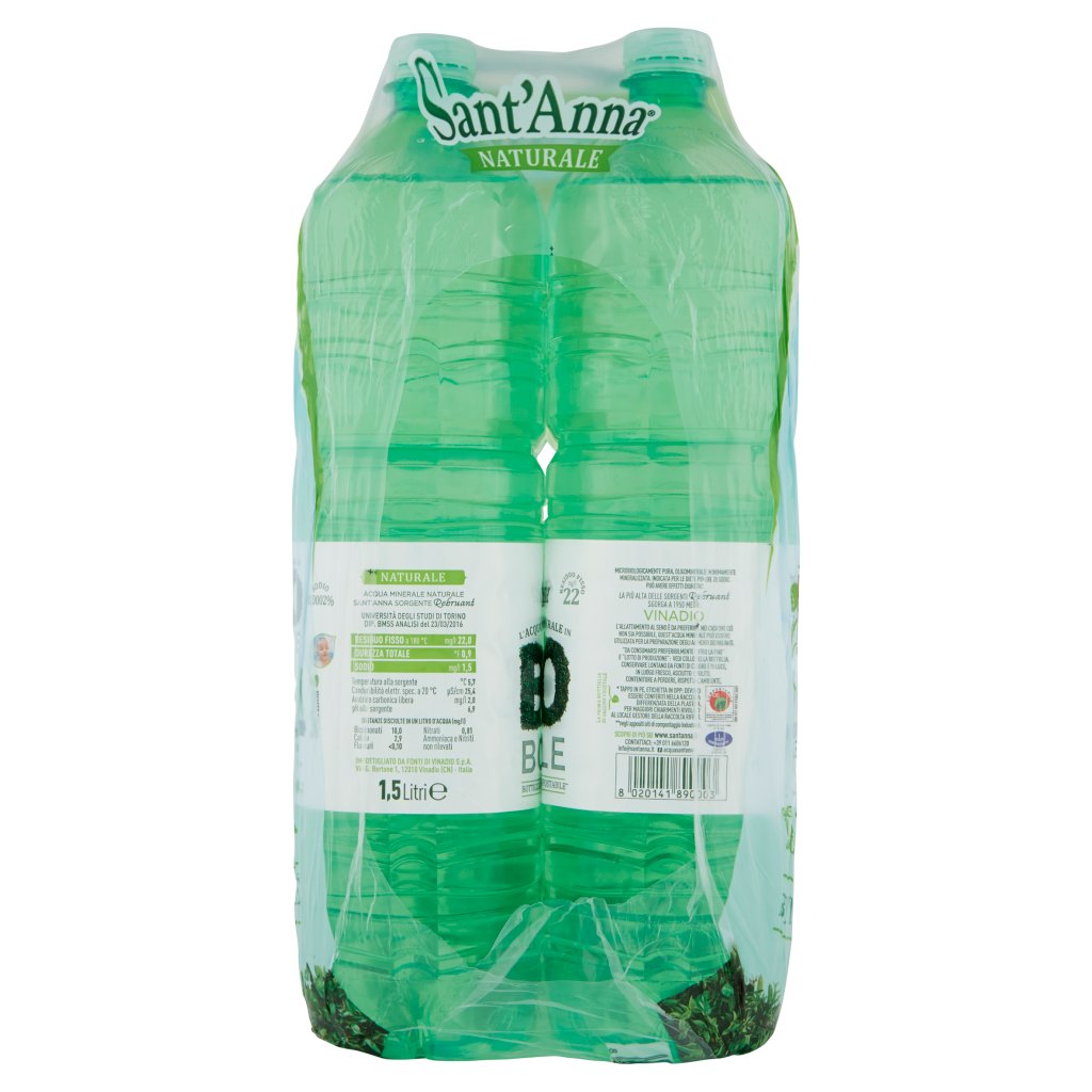 Sant'anna L'acqua Minerale Naturale in Bio Bottle Sorgente Rebruant Vinadio 6 x 1,5 Litri