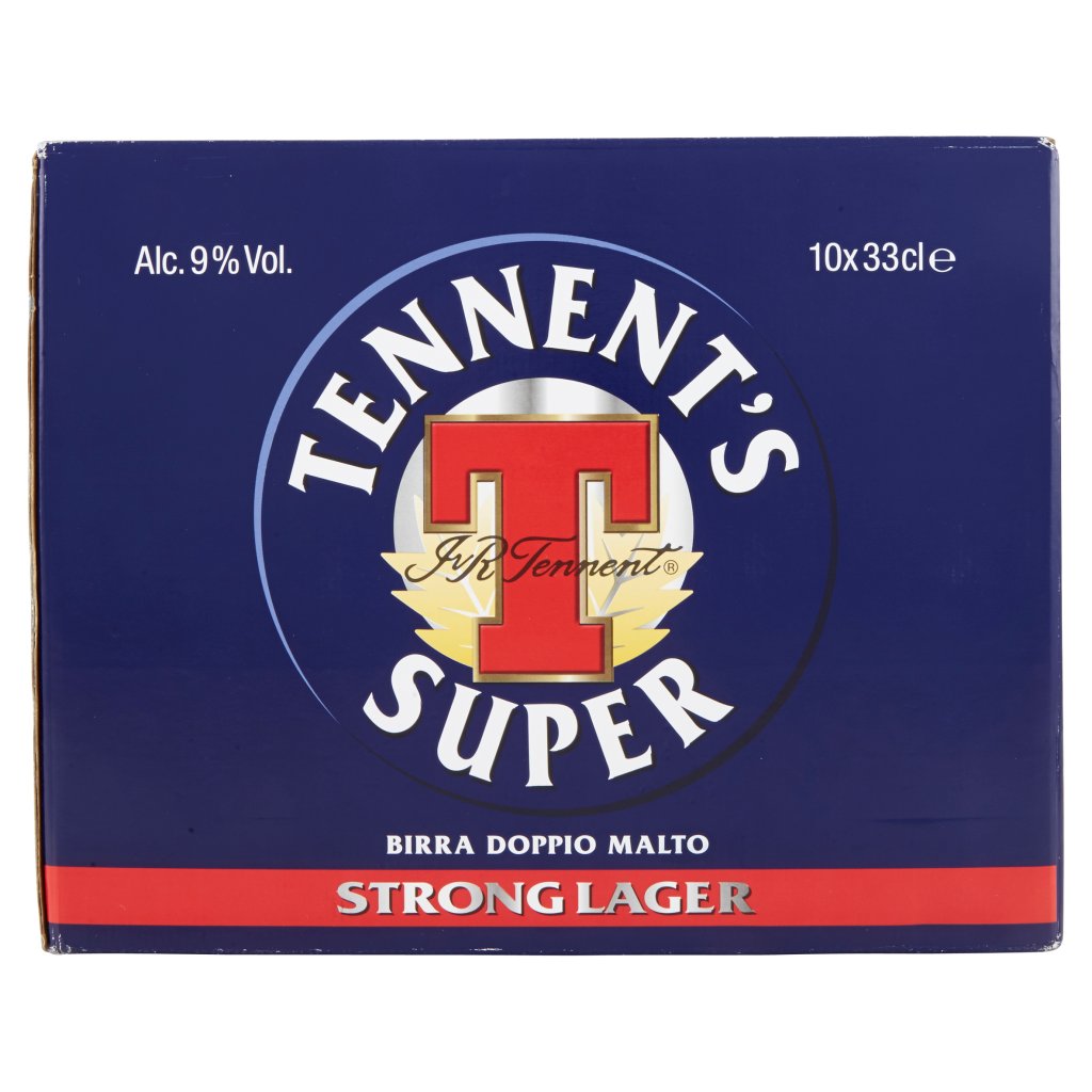 Tennent's Tennent's Super Birra Strong Lager Doppio Malto Bottiglia 10x33cl