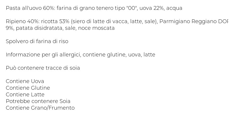 Pasta Piccinini Tortelli Ricotta e Spinaci 1,000 Kg