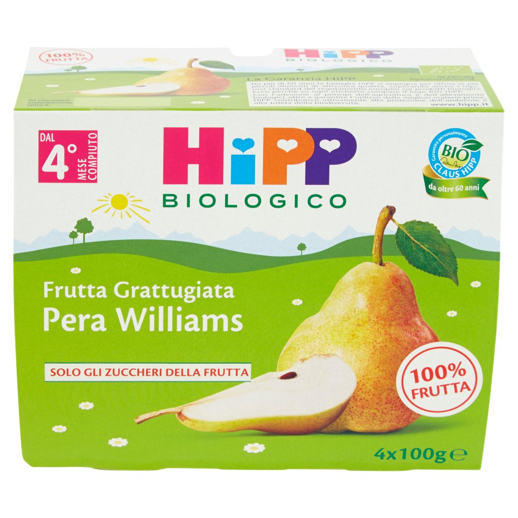 Hipp Biologico Frutta Grattugiata Pera Williams 4 x 100 g