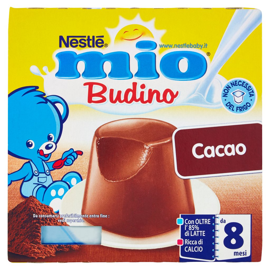 Mio Nestlé Budino Cacao da 8 Mesi senza Glutine 4 Vasetti Plastica da 100g