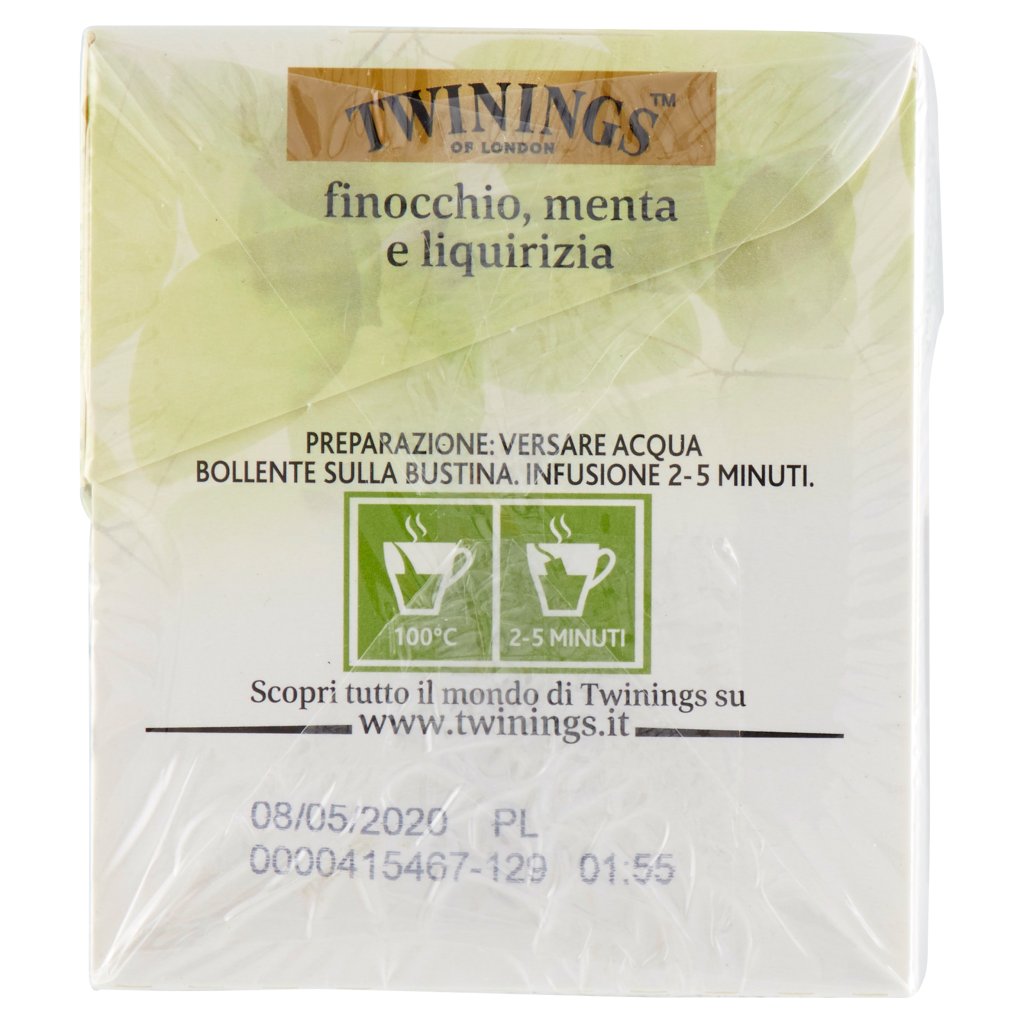 Twinings Infuso Aromatizzato Finocchio, Menta e Liquirizia 20 x 2 g