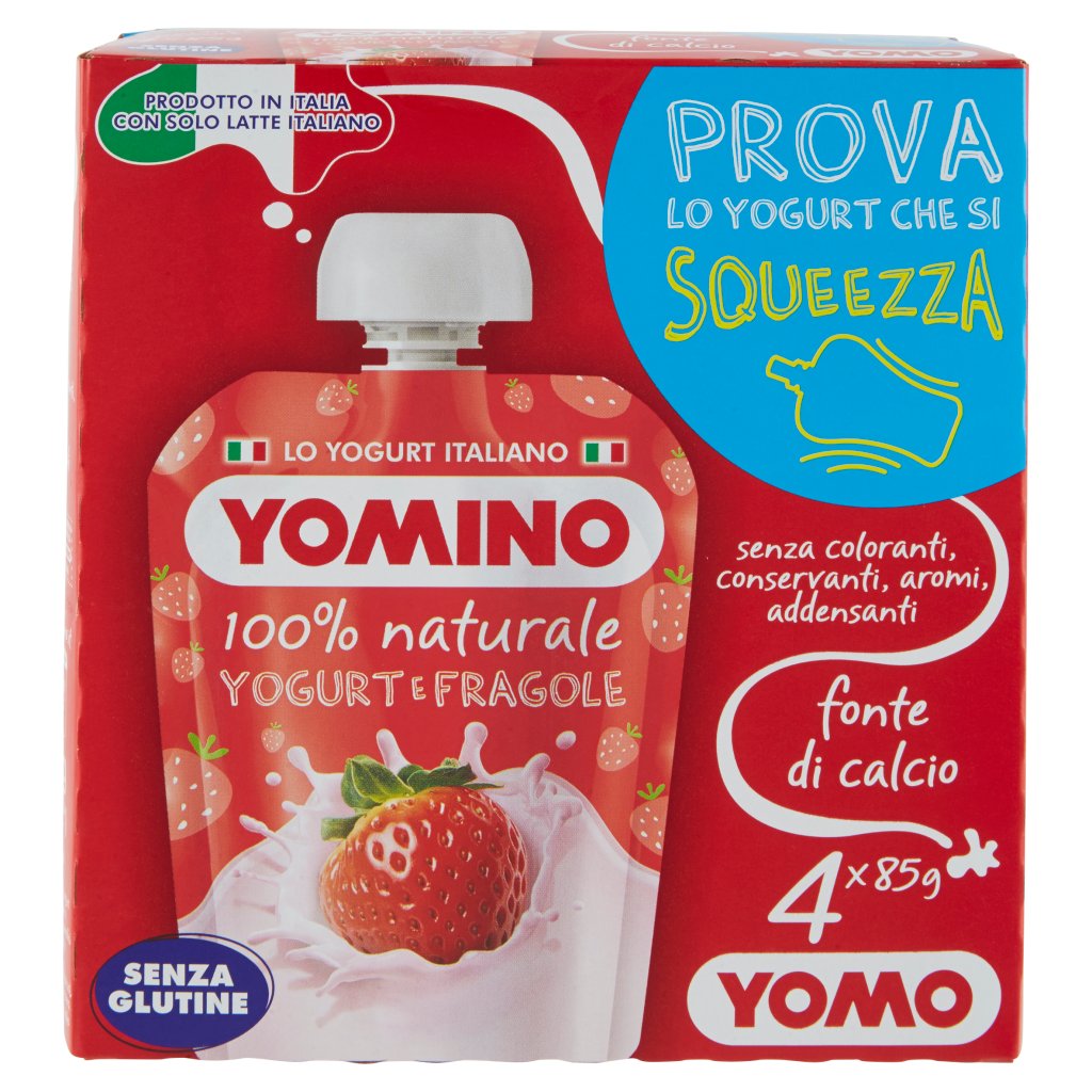 Yomino 100% Naturale Yogurt e Fragole 4 x 85 g