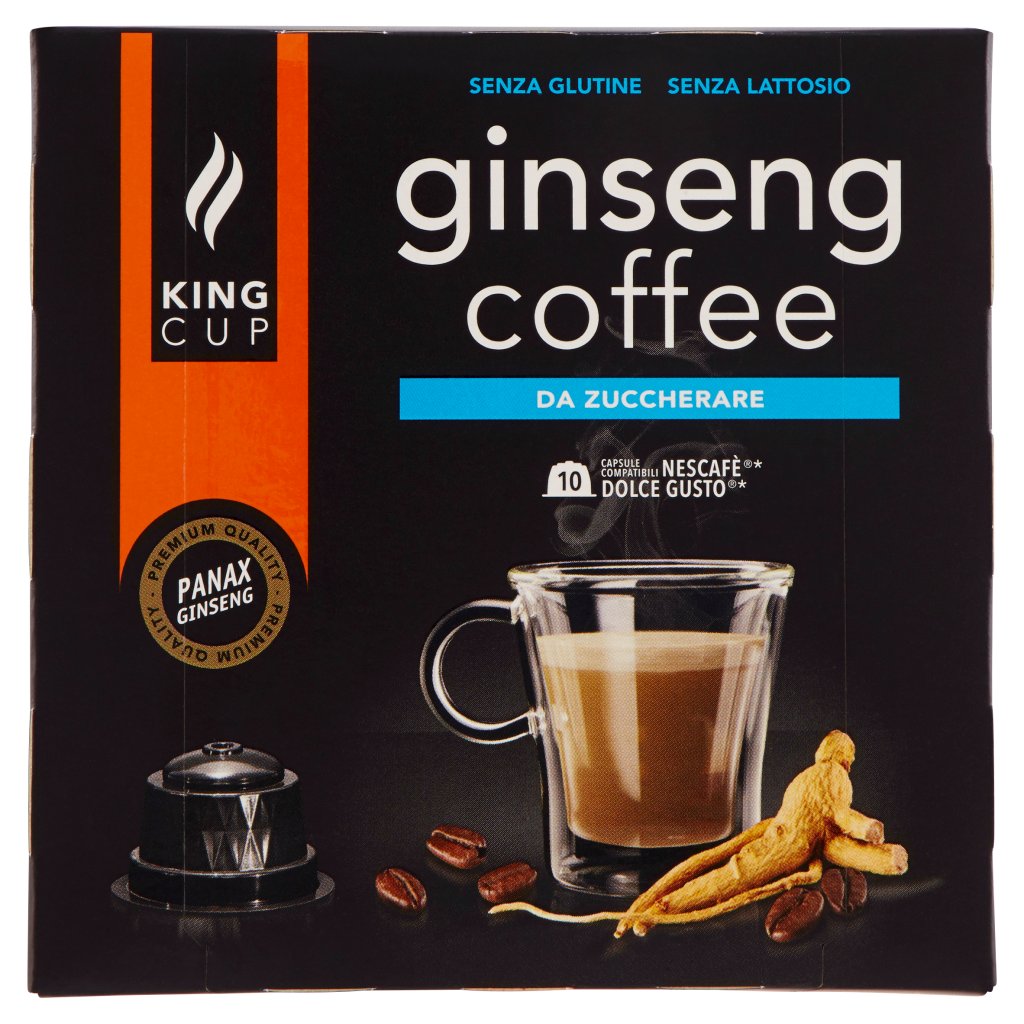 King Cup Ginseng Coffee da Zuccherare Capsule Compatibili Nescafe* Dolce  Gusto* 10 x 5,5 g