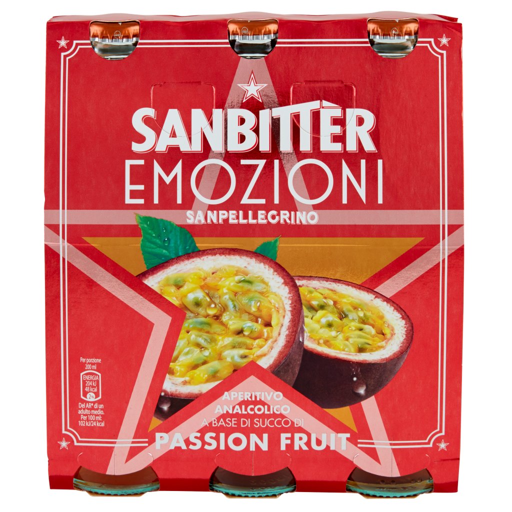 Sanbittèr Sanbitter Emozioni Passion Fruit, Aperitivo Analcolico 20cl x 3