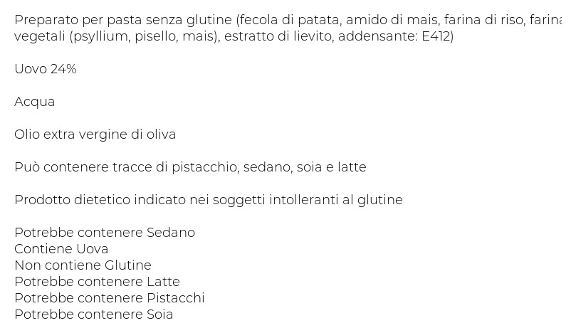 Gastronomia Piccinini Senza Glutine Tagliatelle