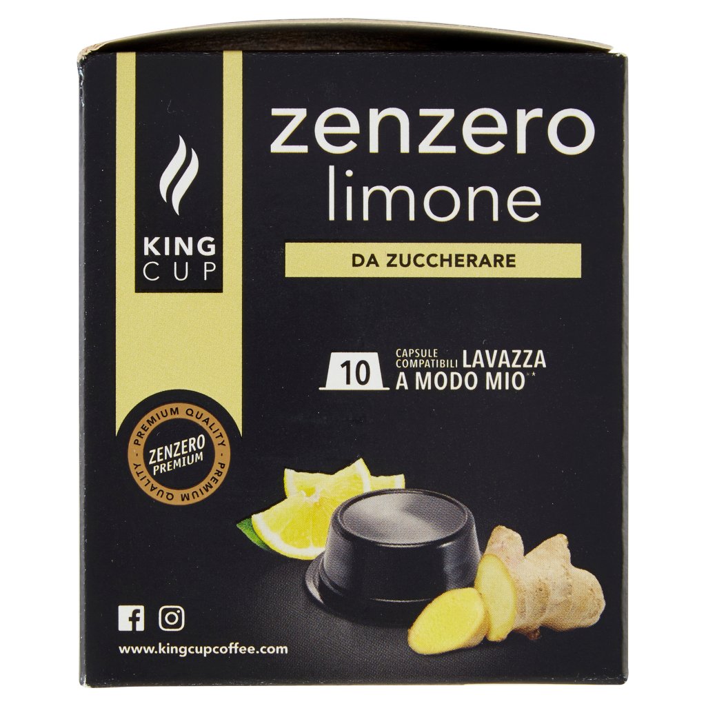 King Cup Zenzero Limone da Zuccherare Capsule Compatibili Lavazza a Modo Mio* 10 x 5,5 g