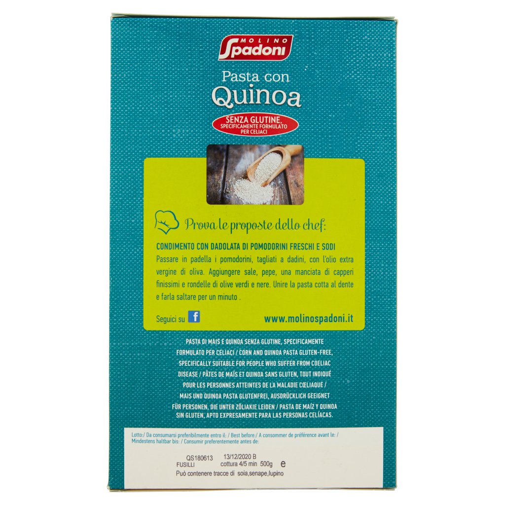Molino Spadoni Senza Glutine Pasta con Quinoa Fusilli