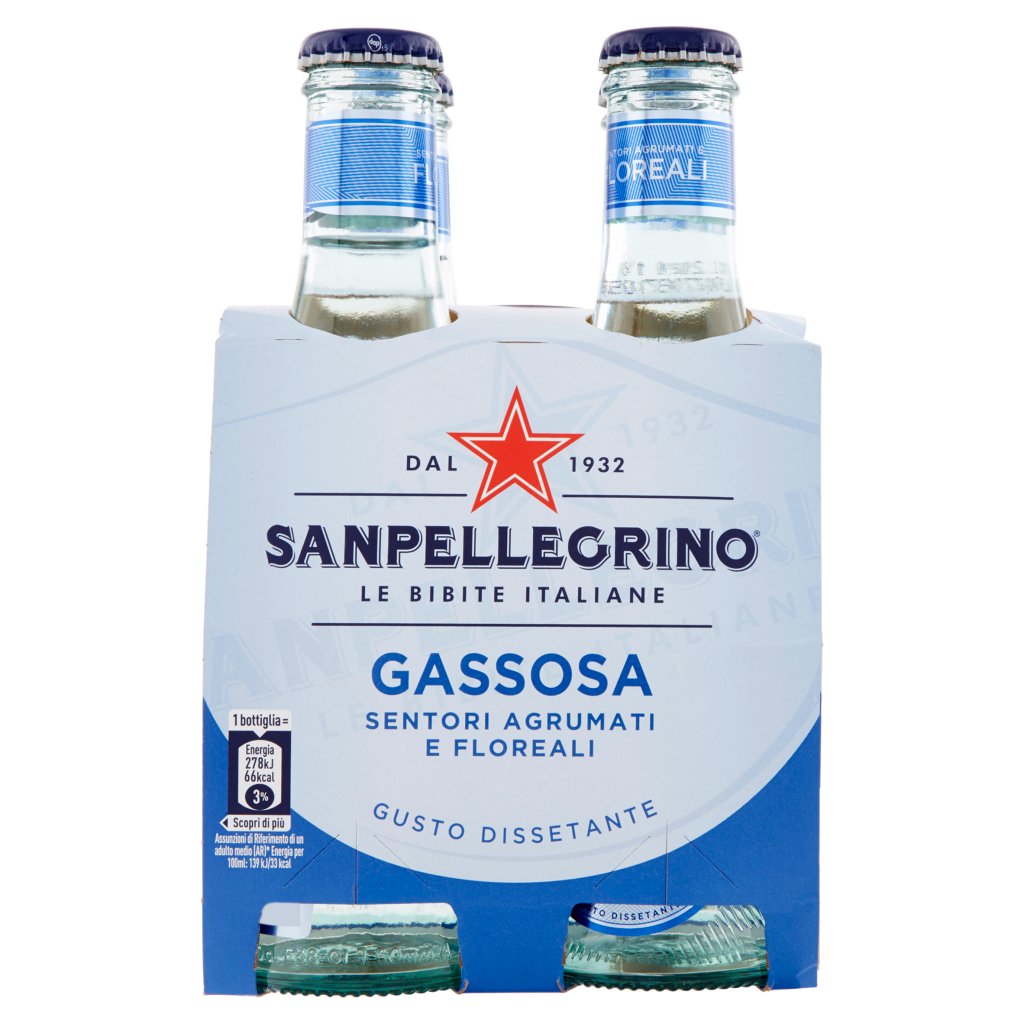 Sanpellegrino Bibite Gassate, Gassosa 20 Cl x 4 (Vetro)