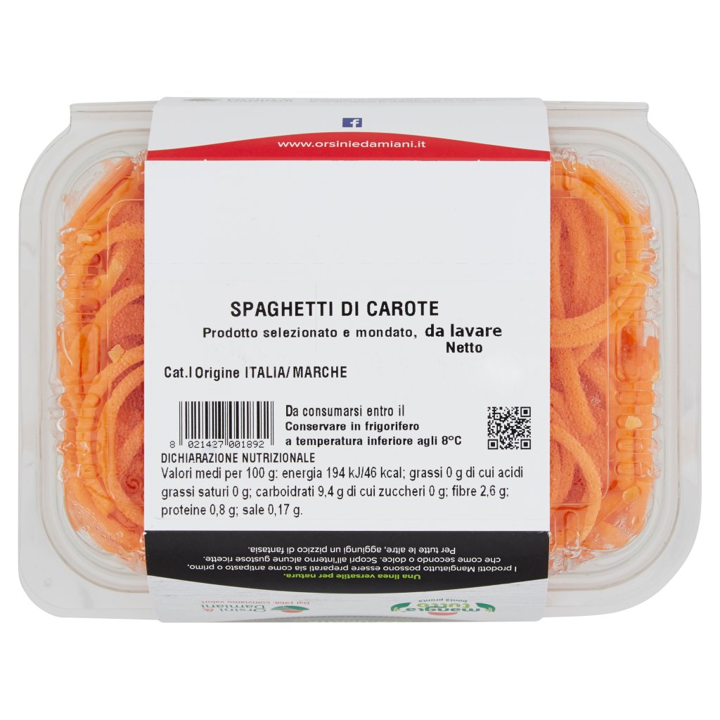 Mangiatutto Spaghetti di Carote 0,250 Kg