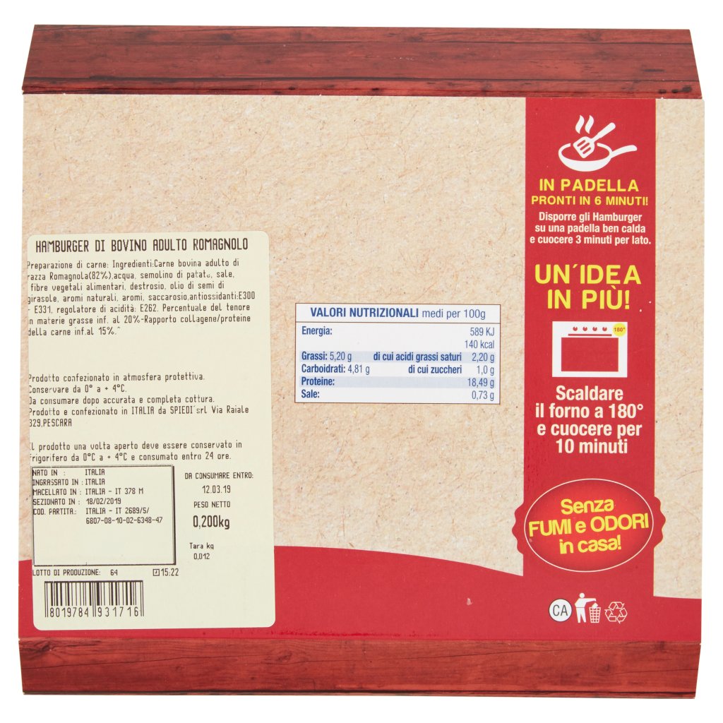 Spiedì Hamburger di Romagnola 200 g