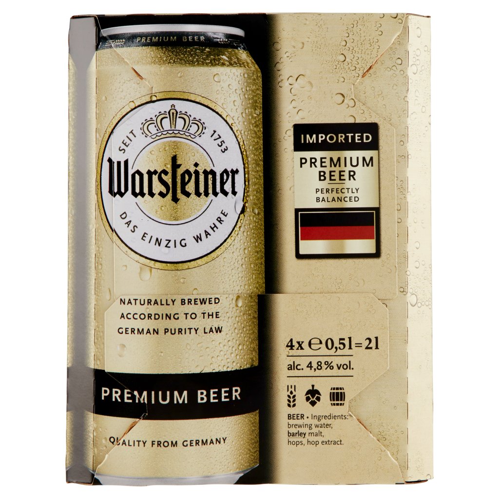 Warsteiner Premium Beer 4 x 0,5 l