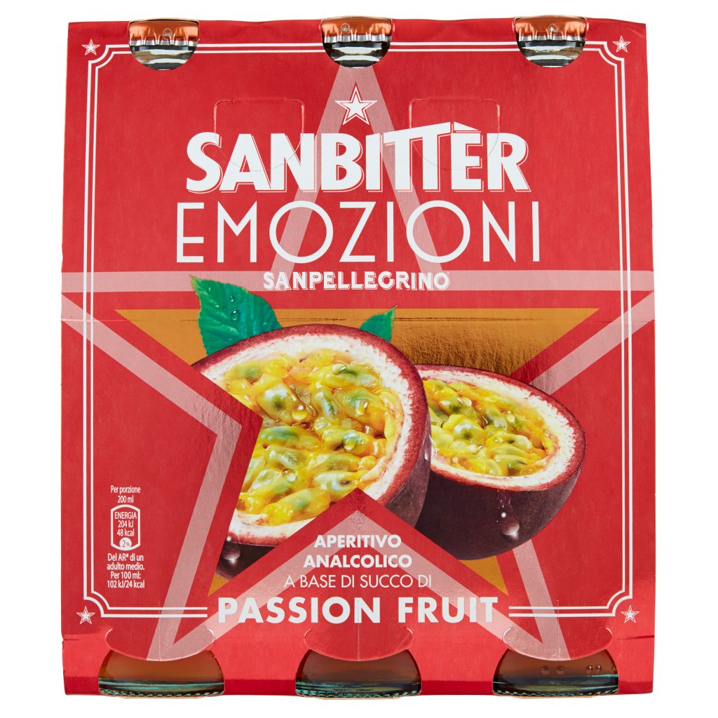 Sanbittèr Sanbitter Emozioni Passion Fruit, Aperitivo Analcolico 20cl x 3