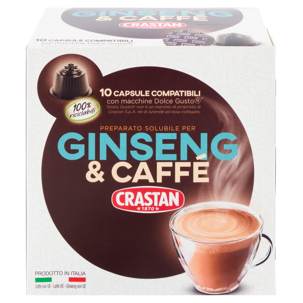 Crastan Preparato per Ginseng & Caffé Capsule Compatibili con Macchine Dolce Gusto* 10 x 12 g