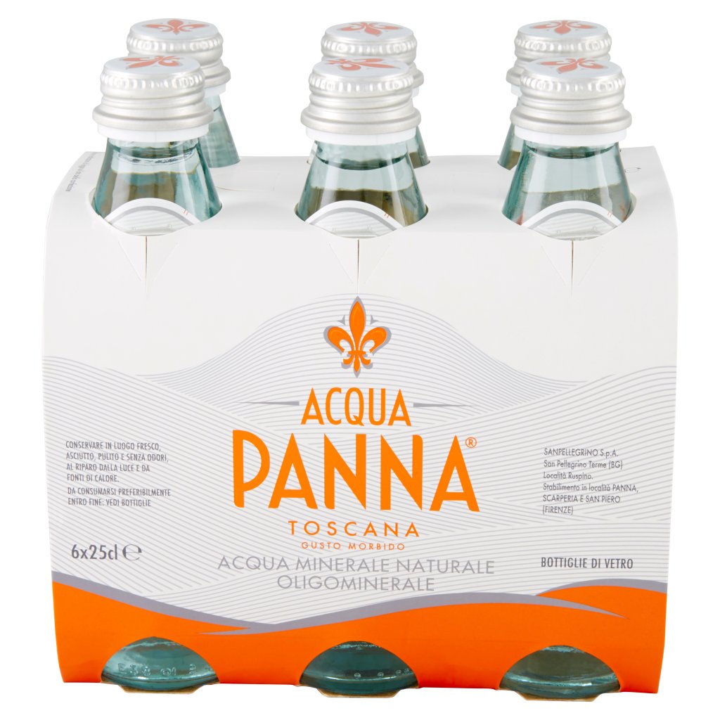 Acqua Panna , Acqua Minerale Oligominerale Naturale, Bottiglia Vetro 25cl x 6